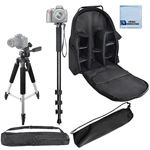 72 Inch Elite Series Full Size Camera Tripod for DSLR Cameras/Camcorders Camera Backpack for & eCostConnection Microfiber Cloth 